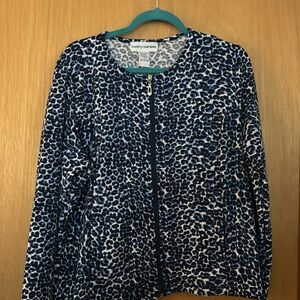 Cathie Daniels Lightweight Jacket Sz xl blue black and white pebble design